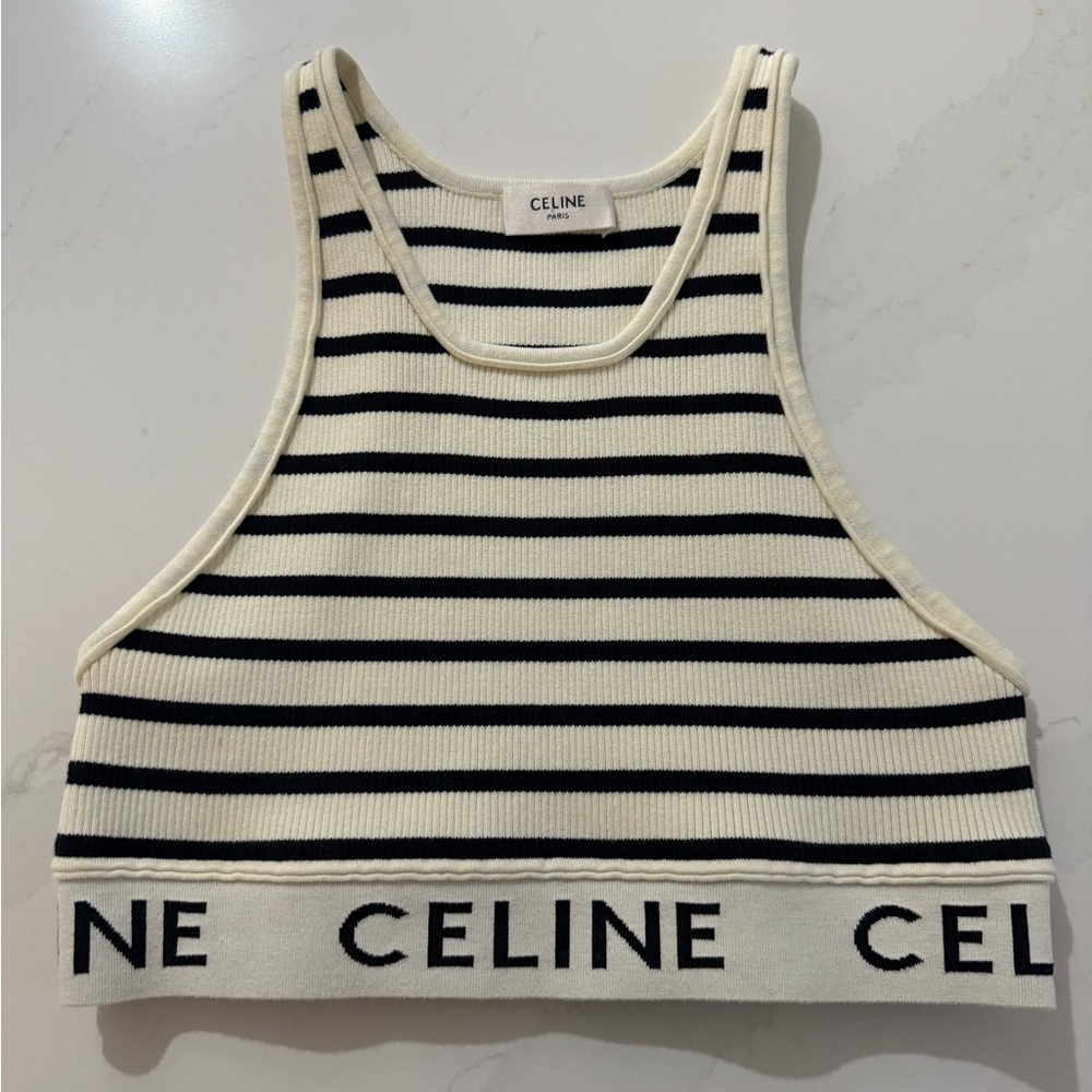 Celine Black and White Striped Top